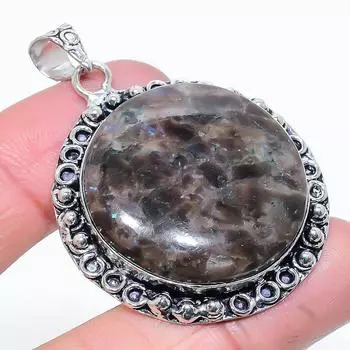 Подарочный кулон из стерлингового серебра 925 пробы с натуральным камнем Ларвикит 2,05 дюйма D3a88