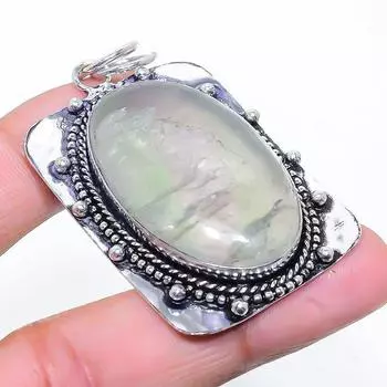 Подарочный кулон из стерлингового серебра 925 пробы с натуральным зеленым флюоритом 2,36 дюйма s5N25