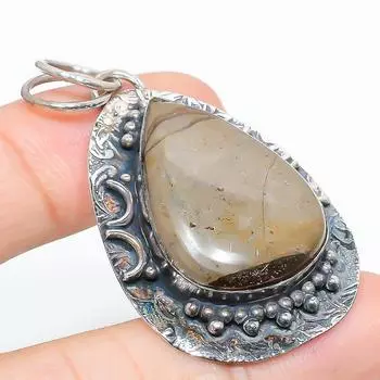 Подарочный кулон из стерлингового серебра 925 пробы с натуральным камнем септериана 2,09 дюйма F1A04