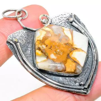 Подарочный кулон из стерлингового серебра 925 пробы с трещинами из натуральной грязи, ископаемый драгоценный камень, 2,56 дюйма, F4G15