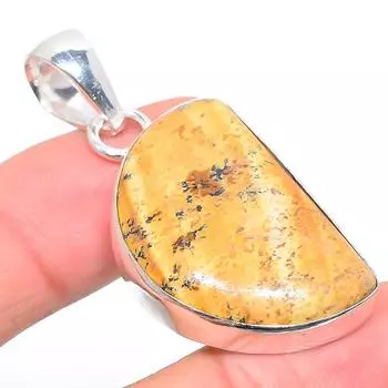 Подарочный кулон из стерлингового серебра 925 пробы с натуральным изображением яшмы 2,01 дюйма T6k77