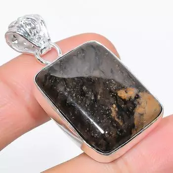 Подарочный кулон из стерлингового серебра 925 пробы с натуральным изображением яшмы 1,65 дюйма G6q84