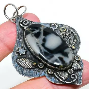 Подарочный кулон из стерлингового серебра 925 пробы с натуральным драгоценным камнем малигано яшма 2,80 дюйма v3u58