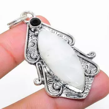 Подарочный кулон из стерлингового серебра 925 пробы с натуральным радужным лунным камнем и шпинелью 2,44 дюйма s6W15