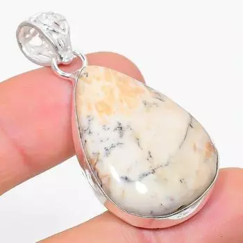 Подарочный кулон из стерлингового серебра 925 пробы с натуральным дендритовым опалом размером 1,77 дюйма U8E10