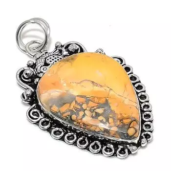 Подарочный кулон из стерлингового серебра 925 пробы с натуральным драгоценным камнем малинга яшма 2,44 дюйма E3J70