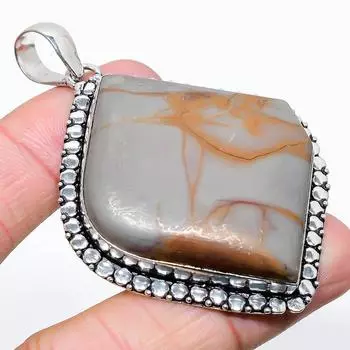 Подарочный кулон из стерлингового серебра 925 пробы с натуральным драгоценным камнем Норина Джаспер 2,76 дюйма O2Y65