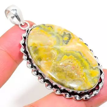 Подарочный кулон из стерлингового серебра 925 пробы с натуральным яшмовым камнем 2,52 дюйма Z5v01