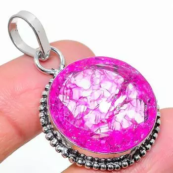 Подарочный кулон из стерлингового серебра 925 пробы с натуральным треснутым хрусталем 1,69 дюйма Q1j19