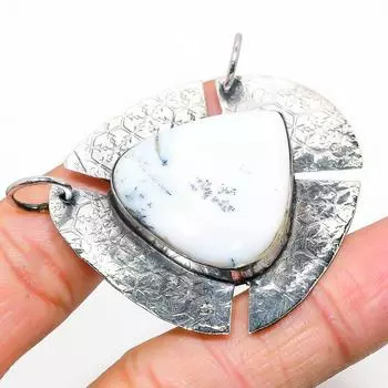 Подарочный кулон из стерлингового серебра 925 пробы с натуральным дендритовым опалом 1,81 дюйма U4a48