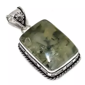 Подарочный кулон из стерлингового серебра 925 пробы с натуральным мхом и пренитом, размер 1,97 дюйма, M0F35