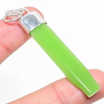 Подарочный кулон из стерлингового серебра 925 пробы с натуральным зеленым халцедоном 2,76 дюйма S8G23