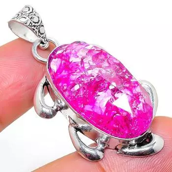 Подарочный кулон из стерлингового серебра 925 пробы с натуральным треснутым хрусталем 1,89 дюйма W2c80