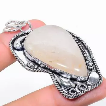 Подарочный кулон из стерлингового серебра 925 пробы с натуральным золотым рутилом 2,56 дюйма z0v24