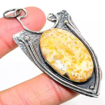 Подарочный кулон из стерлингового серебра 925 пробы с натуральным яшмовым камнем 2,99 дюйма s9P24