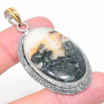 Подарочный кулон из стерлингового серебра 925 пробы с натуральным оранжевым сколецитом 2,29 дюйма b6Z93