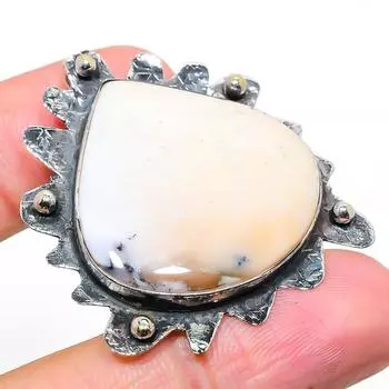 Подарочный кулон из стерлингового серебра 925 пробы с натуральным дендритовым опалом 1,77 дюйма J6v65