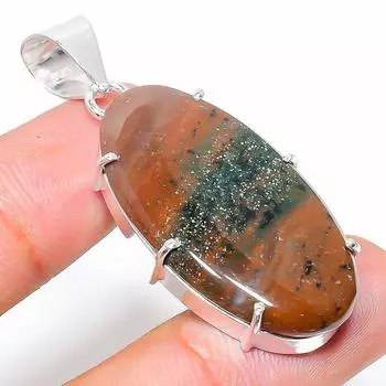 Подарочный кулон из стерлингового серебра 925 пробы с натуральным медовым дендритным камнем 1,93 дюйма E3E06