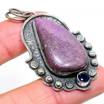 Подарочный кулон из стерлингового серебра 925 пробы с натуральным пурпуритом и топазом 2,29 дюйма S4b17