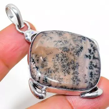 Подарочный кулон из стерлингового серебра 925 пробы с натуральным медовым дендритным камнем 2,36 дюйма o5q72