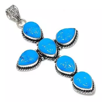 Подарочный кулон из стерлингового серебра 925 пробы с натуральным водным халцедоном 3,35 дюйма e3B78