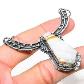 Подарочный кулон из стерлингового серебра 925 пробы с натуральным драгоценным камнем малигано яшма 2,68 дюйма O9M42