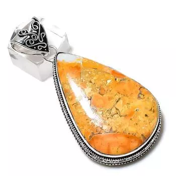 Подарочный кулон из стерлингового серебра 925 пробы с натуральным драгоценным камнем малинга яшма 2,56 дюйма N6h70