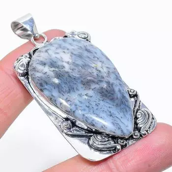 Подарочный кулон из стерлингового серебра 925 пробы с натуральным дендритовым опалом 2,48 дюйма m8Y49