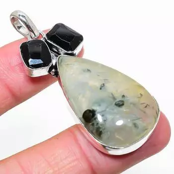 Подарочный кулон из стерлингового серебра 925 пробы с натуральным пренитом и шпинелью 2,36 дюйма l6G94