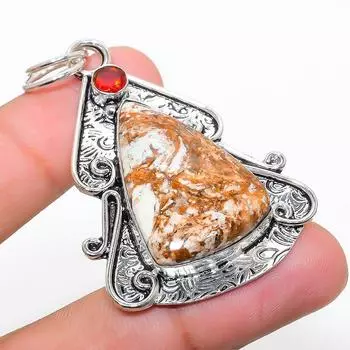 Подарочный кулон из стерлингового серебра 925 пробы с натуральным лимонным хризопразом и гранатом 2,29 дюйма h4z34