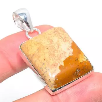 Подарочный кулон из стерлингового серебра 925 пробы с натуральным изображением яшмы 1,85 дюйма F3e81