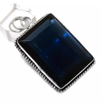 Подарочный кулон из стерлингового серебра 925 пробы с натуральным лондонским голубым топазом 2,25 дюйма F0U37