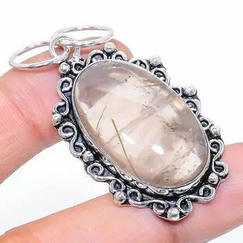 Подарочный кулон из стерлингового серебра 925 пробы с натуральным золотым рутилом 2,09 дюйма z5J14