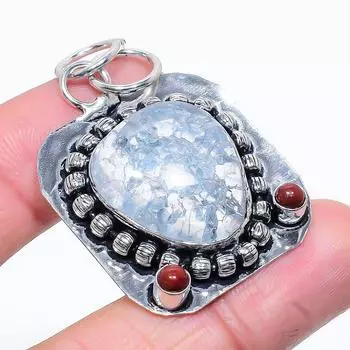 Подарочный кулон из стерлингового серебра 925 пробы с натуральным треснутым хрусталем 1,97 дюйма v3N21