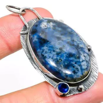Подарочный кулон из стерлингового серебра 925 пробы с натуральным содалитом и топазом 2,44 дюйма z7j52
