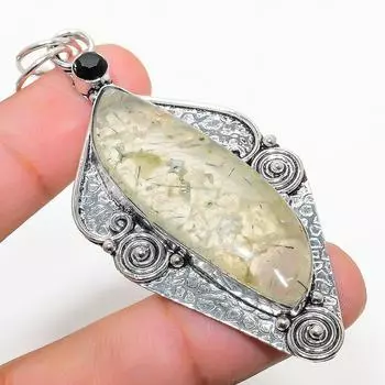 Подарочный кулон из стерлингового серебра 925 пробы с натуральным пренитом и шпинелью 3,03 дюйма c4g88