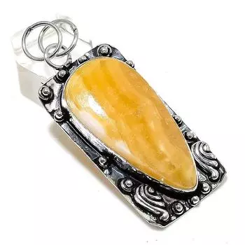 Подарочный кулон из стерлингового серебра 925 пробы с натуральным желтым септарским драгоценным камнем 2,52 дюйма T3Z69