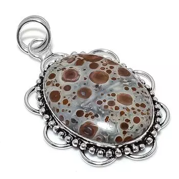 Подарочный кулон из стерлингового серебра 925 пробы с натуральным астероидом и яшмой 2,52 дюйма H7c77