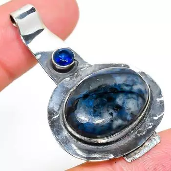 Подарочный кулон из стерлингового серебра 925 пробы с натуральным содалитом и топазом, 2,01 дюйма, J4s40