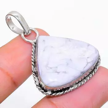 Подарочный кулон из стерлингового серебра 925 пробы с натуральным говлитом и яшмой 1,50 дюйма f2R69