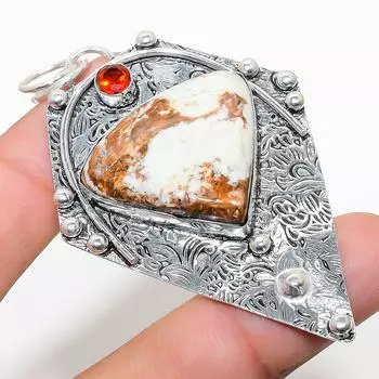 Подарочный кулон из стерлингового серебра 925 пробы с натуральным лимонным хризопразом и гранатом 2,88 дюйма H2d88