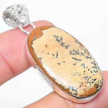 Подарочный кулон из стерлингового серебра 925 пробы с натуральным изображением яшмы 1,97 дюйма s4c42