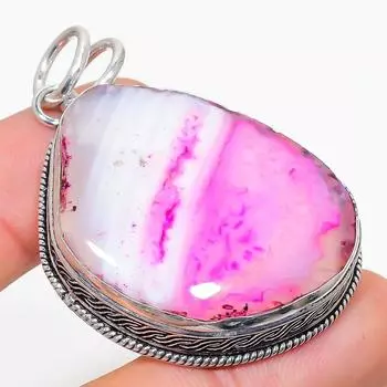 Подарочный кулон из стерлингового серебра 925 пробы с натуральным розовым драгоценным камнем Друзы размером 1,89 дюйма f4y41