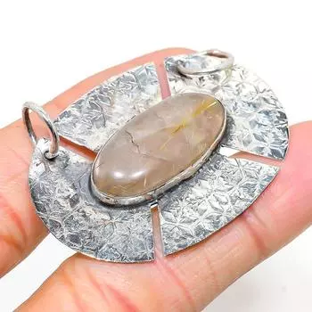 Подарочный кулон из стерлингового серебра 925 пробы с натуральным золотым рутилом 1,42 дюйма j8Z80