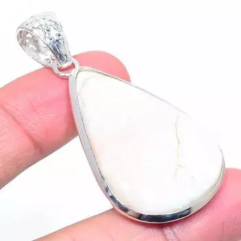 Подарочный кулон из стерлингового серебра 925 пробы с натуральным говлитом и яшмой 2,29 дюйма w7f48