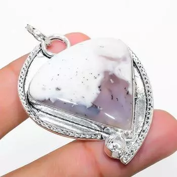 Подарочный кулон из стерлингового серебра 925 пробы с натуральным дендритовым опалом 2,29 дюйма V2q75
