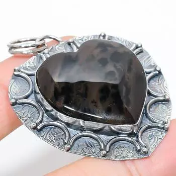 Подарочный кулон из стерлингового серебра 925 пробы с натуральным медовым дендритным камнем 2,29 дюйма G1Z92