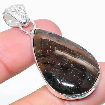 Подарочный кулон из стерлингового серебра 925 пробы с натуральным медовым дендритным камнем 1,89 дюйма p0j70