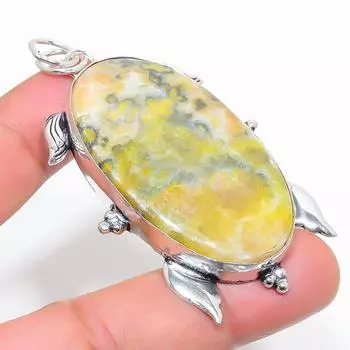 Подарочный кулон из стерлингового серебра 925 пробы с натуральным яшмовым камнем 2,64 дюйма P6U13