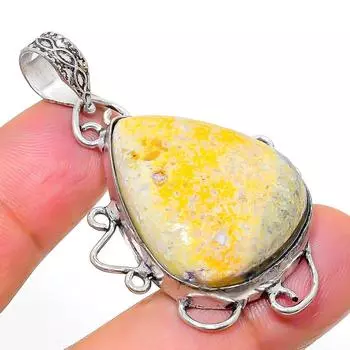 Подарочный кулон из стерлингового серебра 925 пробы с натуральным драгоценным камнем шмельная яшма 2,01 дюйма s1S74